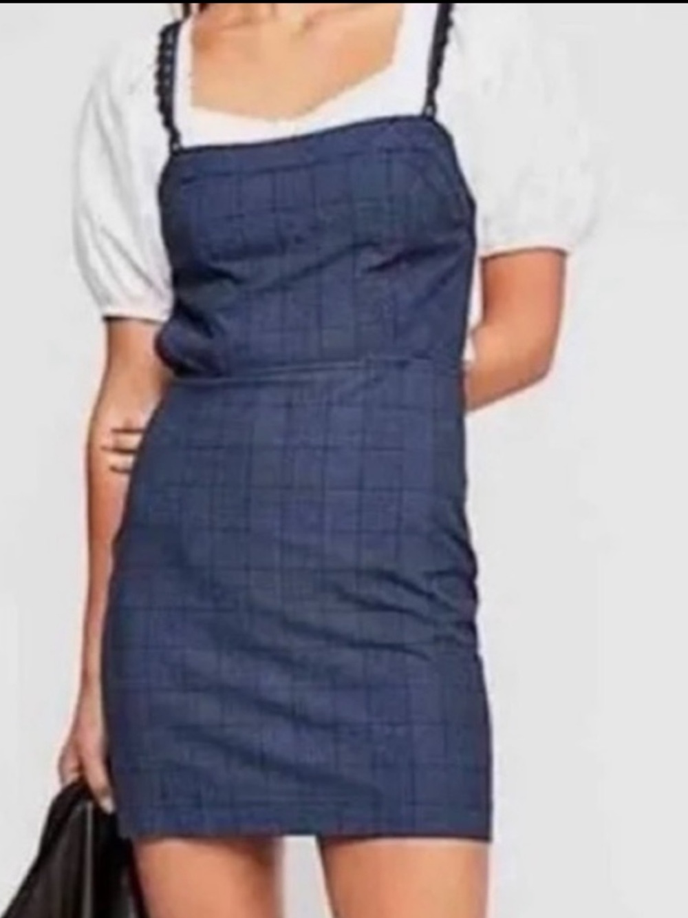 Free People Blue Plaid Pinafore Dress